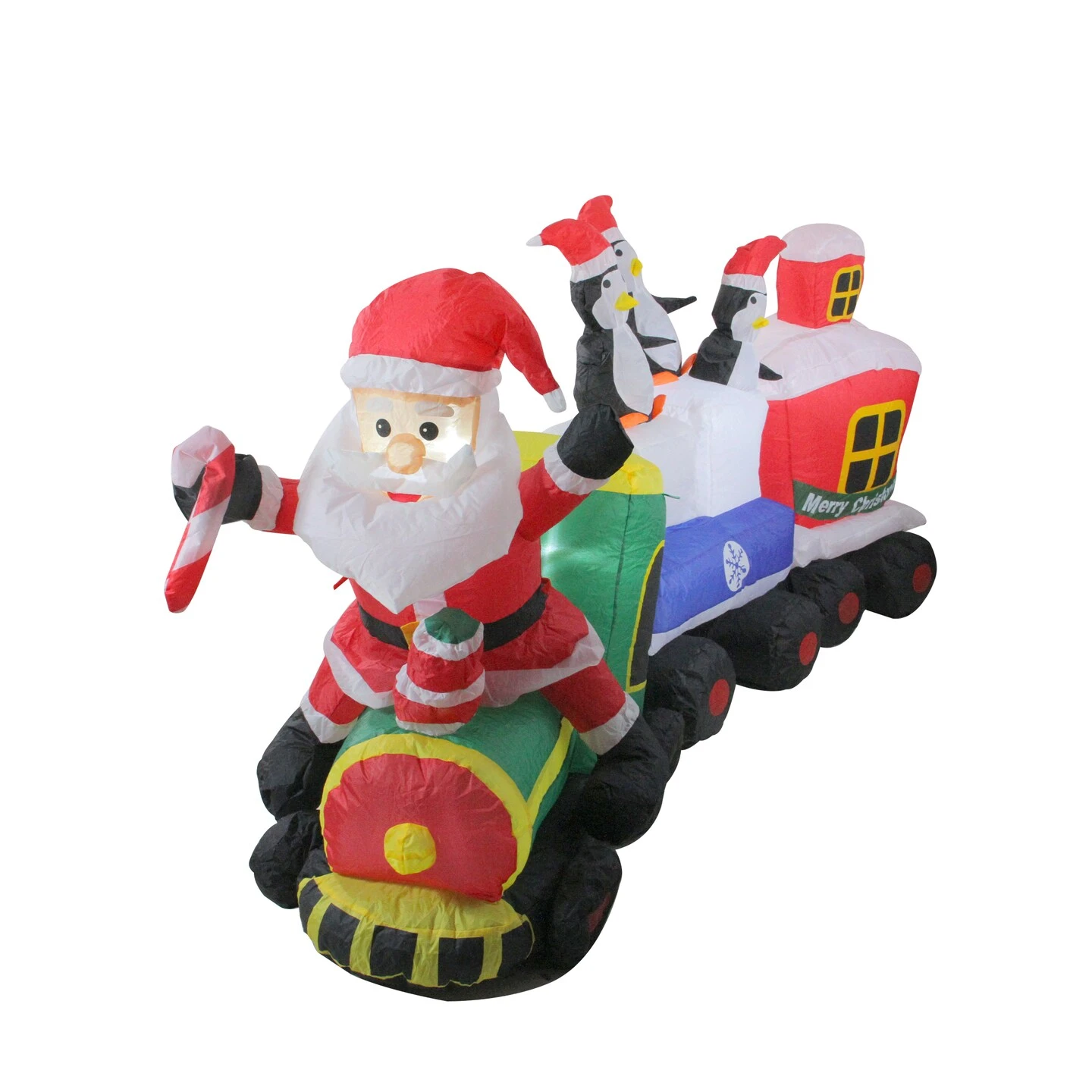 Northlight Lighted Inflatable Santa And Penguins On Train Outdoor Christmas Decoration - 6.5' Red 6 Northlight Lighted Inflatable Santa And Penguins On Train Outdoor Christmas Decoration - 6.5' Red - Image 4