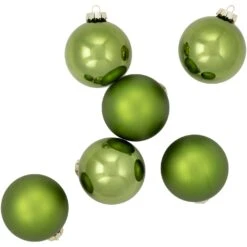 Northlight 2-Finish Glass Christmas Ball Ornaments - 3.25" (80mm) - Kiwi Green - 6ct 16 Northlight 2-Finish Glass Christmas Ball Ornaments - 3.25" (80mm) - Kiwi Green - 6ct -Northlight 4612055626973794272
