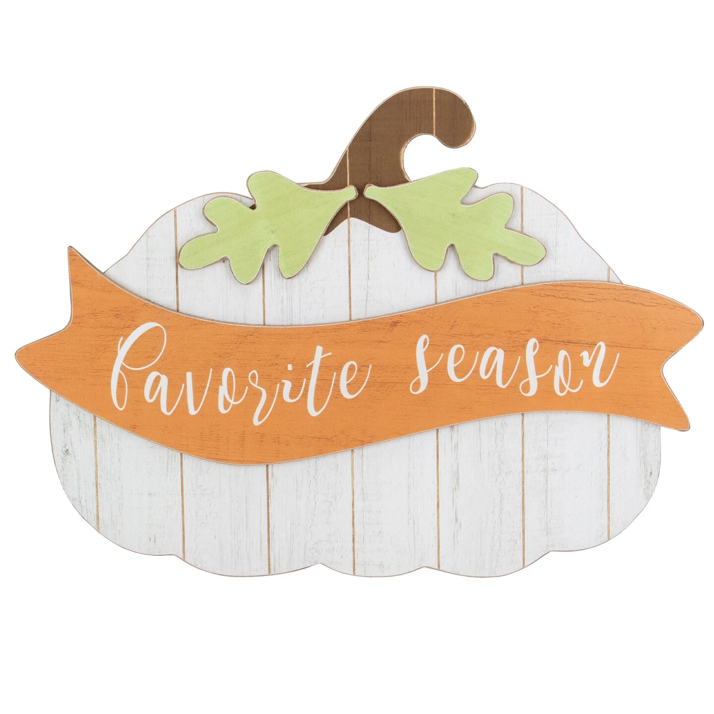 Northlight 19" White Wooden Pumpkin Favorite Season Hanging Wall Sign 5 Northlight 19" White Wooden Pumpkin Favorite Season Hanging Wall Sign - Image 3
