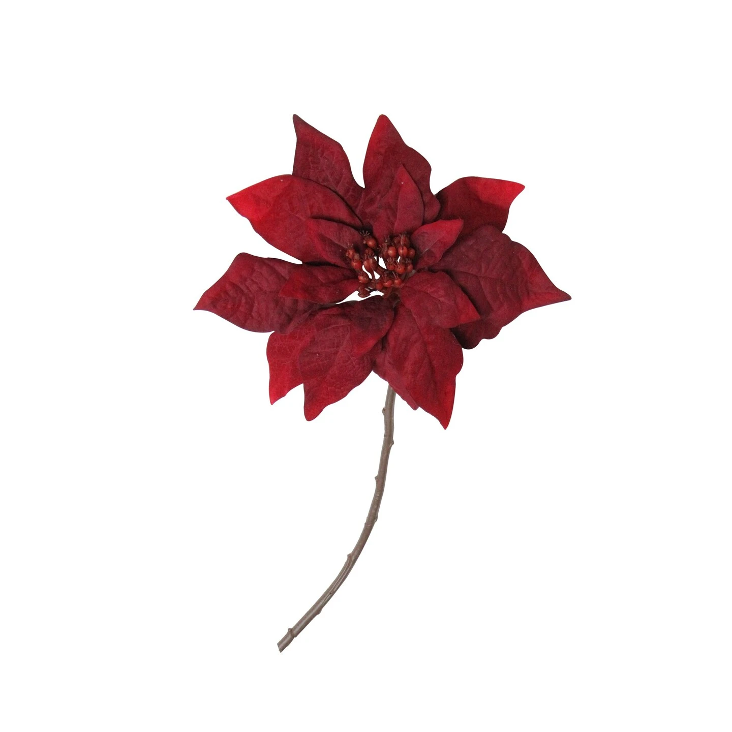 Northlight Velvet Poinsettia Artificial Christmas Stem Spray - 18" - Red 3 Northlight Velvet Poinsettia Artificial Christmas Stem Spray - 18" - Red