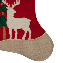 Northlight 20.5-Inch Red And Green Plaid Christmas Stocking With A Pine Tree And Moose -Northlight 4612066310003483296