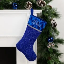 Northlight 17" Blue And Silver Embroidered "Diva" Christmas Stocking With Cuff -Northlight 4612066310008201888