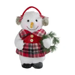 Northlight Plush Girl Snowman With Ear Muffs And Wreath Christmas Figure - 12" White 13 Northlight Plush Girl Snowman With Ear Muffs And Wreath Christmas Figure - 12" White -Northlight 4612066310041232032 2