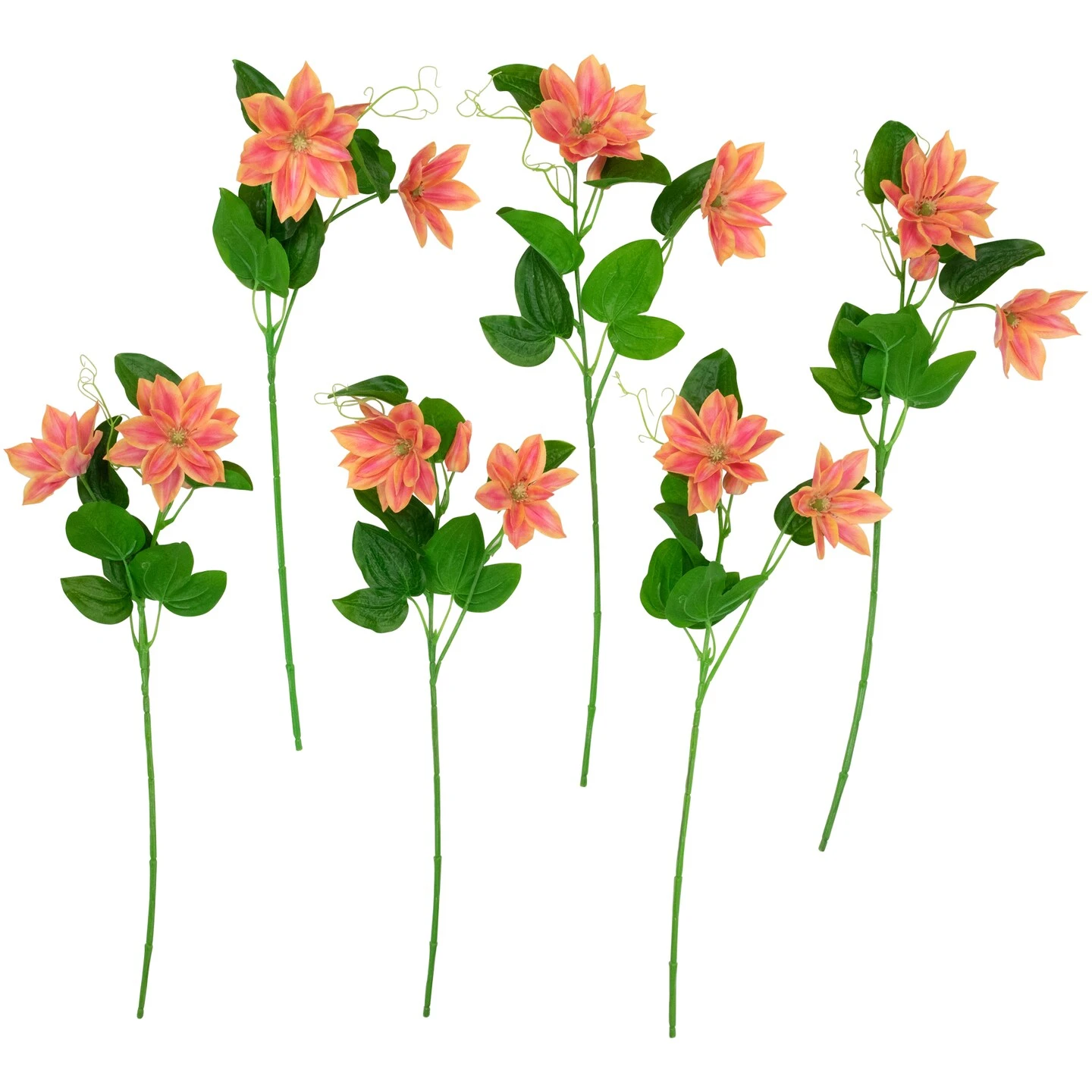 Northlight Real Touch™ Coral Orange Artificial Lotus Floral Sprays, Set Of 6 - 25" 3 Northlight Real Touch™ Coral Orange Artificial Lotus Floral Sprays, Set Of 6 - 25"