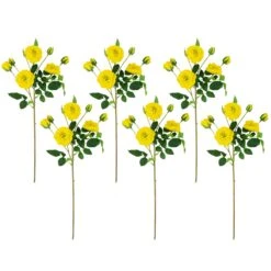 Northlight Real Touchâ„¢ Yellow Artificial Camellia Rose Floral Sprays, Set Of 6 - 23"