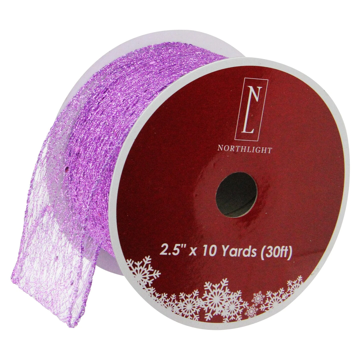 Northlight Pack Of 12 Purple Glittering Christmas Wired Craft Ribbons 2.5" X 120 Yards 6 Northlight Pack Of 12 Purple Glittering Christmas Wired Craft Ribbons 2.5" X 120 Yards - Image 4
