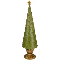 Northlight Christmas Tree Cone On Pedestal With Star Topper Decoration - 23" - Green