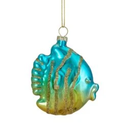 Northlight Tropical Fish Glass Christmas Ornament - 3" - Turquoise And Yellow Blue -Northlight 4612066310719136416 2