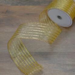 Northlight Gold Glitter Striped Christmas Wired Craft Ribbon 2.5" X 10 Yards 9 Northlight Gold Glitter Striped Christmas Wired Craft Ribbon 2.5" X 10 Yards -Northlight 4612066310850732704