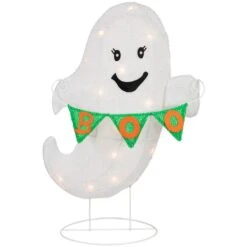 Northlight LED Ghost With "Boo" Banner Halloween Yard Decoration - 25" - Warm White Lights -Northlight 4612066311809131168 2