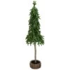 Northlight Downswept Iced Artificial Christmas Tree Wood Base - 29.5" - Unlit Green