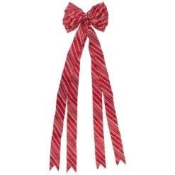 Northlight 48" X 10" Red And White Striped 16 Loop Christmas Bow Decoration -Northlight 4612066311991583392 2