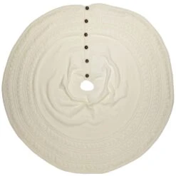 Northlight Knitted Sweater Tree Skirt With Buttons - 84“ - Cream Ivory -Northlight 4612076332469338832