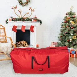 Northlight 65" Red And Black Artificial Christmas Tree Storage Bag -Northlight 4612092137780293088