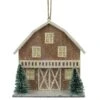 Northlight Battery Operated Lighted Rustic House With Trees Christmas Ornament - 4" - Brown Beige -Northlight 4612092139040638688