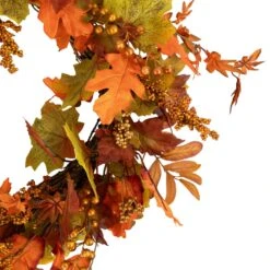 Northlight Gold Berries And Autumn Leaves Fall Harvest Artificial Twig Wreath - 22" - Unlit Orange 12 Northlight Gold Berries And Autumn Leaves Fall Harvest Artificial Twig Wreath - 22" - Unlit Orange -Northlight 4612092139389172704