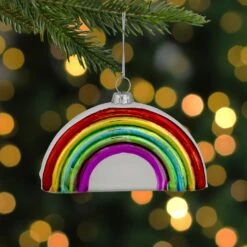 Northlight 4" Shiny Arched Rainbow Hanging Glass Christmas Ornament Multi -Northlight 4612092139780867552