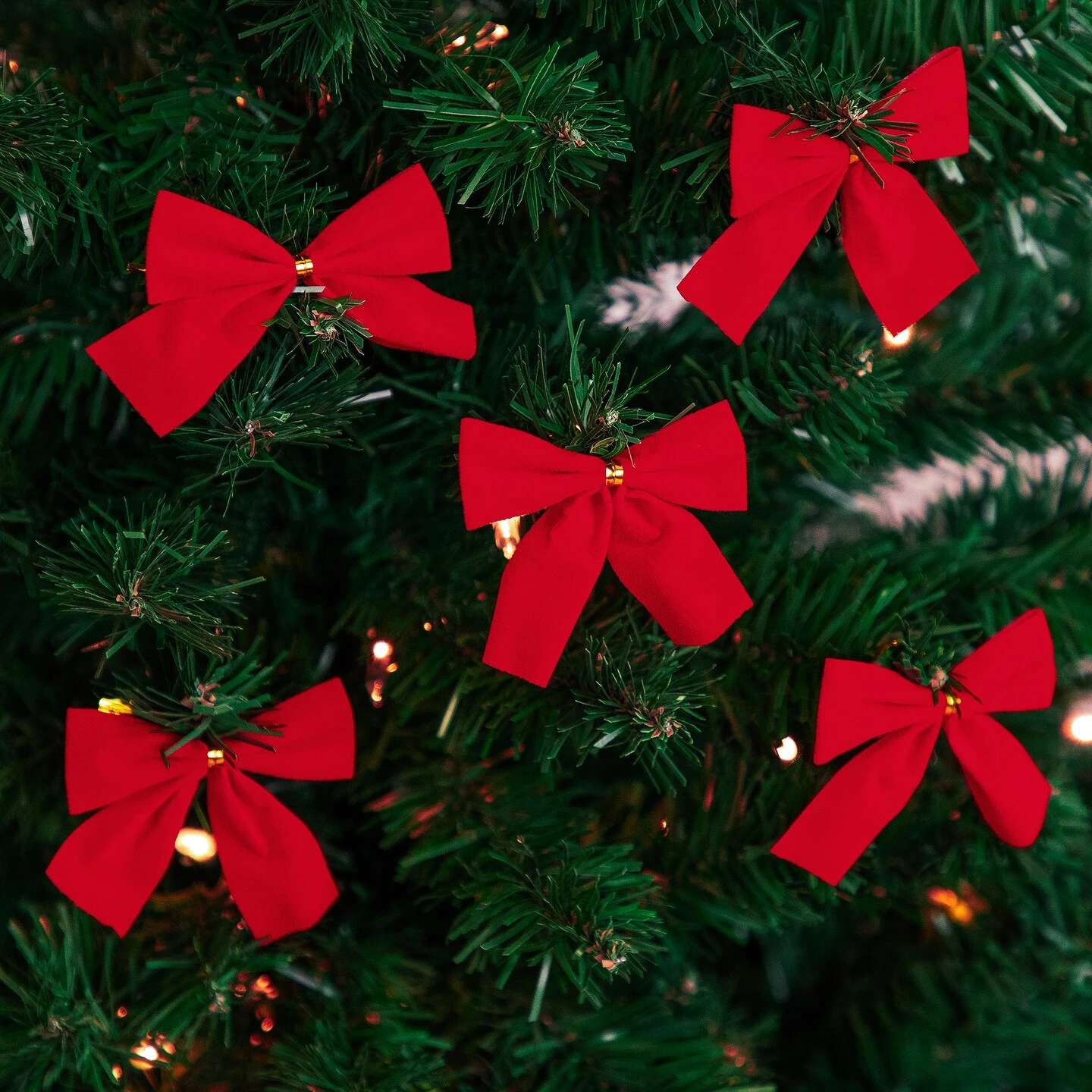 Northlight Mini Velveteen Christmas Bow Decorations - 3" - Red - Pack Of 14 6 Northlight Mini Velveteen Christmas Bow Decorations - 3" - Red - Pack Of 14 - Image 4