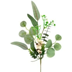 Northlight 19" Eucalyptus Leaf And White Berry Floral Spring Pick Green -Northlight 4612097397263207472