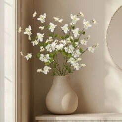 Northlight Japanese Anemone Artificial Floral Sprays - 45.5" - White And Yellow - Set Of 4