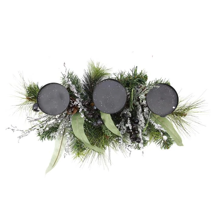 Northlight 22" Green And Silver Mixed Pine With Blueberries Christmas Candle Holder Centerpiece 5 Northlight 22" Green And Silver Mixed Pine With Blueberries Christmas Candle Holder Centerpiece - Image 3