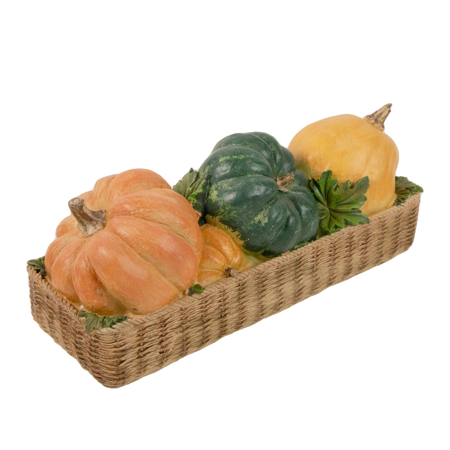 Northlight Faux Rattan Basket With Pumpkins Thanksgiving Decoration - 15" Orange 6 Northlight Faux Rattan Basket With Pumpkins Thanksgiving Decoration - 15" Orange - Image 4