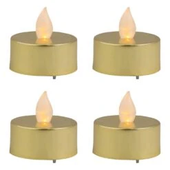 Northlight LED Lighted Flameless Flickering Tea Light Candles - Metallic Gold - Set Of 4 12 Northlight LED Lighted Flameless Flickering Tea Light Candles - Metallic Gold - Set Of 4 -Northlight 4612102245825109968