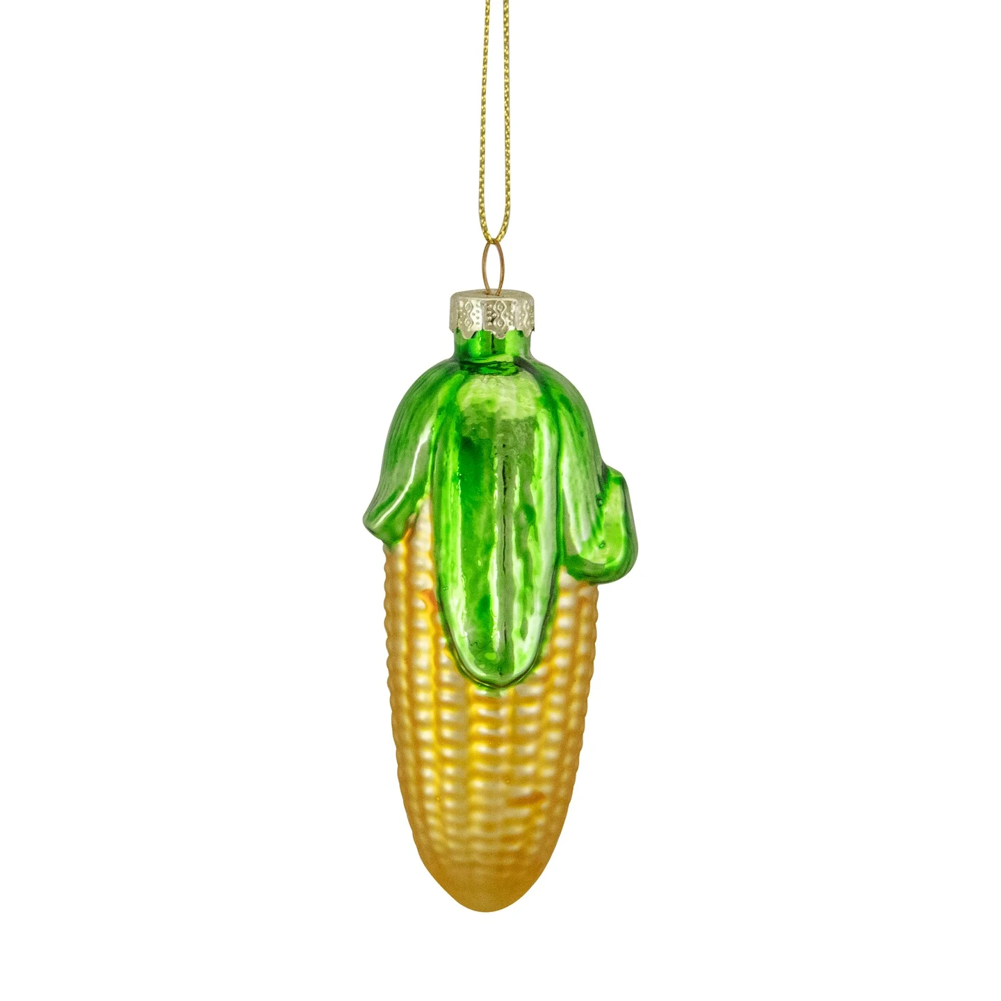 Northlight 4" Yellow And Green Corn On The Cob Glass Christmas Ornament 7 Northlight 4" Yellow And Green Corn On The Cob Glass Christmas Ornament - Image 5