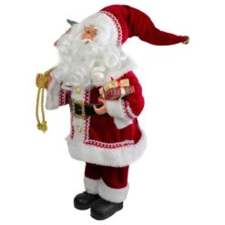 Northlight 18-Inch Standing Curly Beard Santa Christmas Figure With Presents Red -Northlight 4612110887933789408