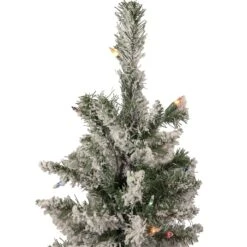 Northlight 3' Pre-Lit Medium Flocked Artificial Christmas Tree - Multi-Color Lights Green -Northlight 4612110888316519648