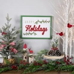 Northlight 15.75" Framed "Happy Holidays" Christmas Wooden Wall Sign White 12 Northlight 15.75" Framed "Happy Holidays" Christmas Wooden Wall Sign White -Northlight 4612110888357414112