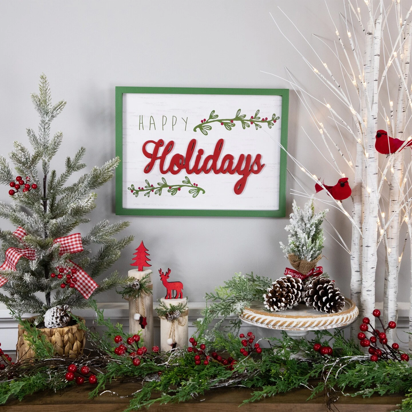 Northlight 15.75" Framed "Happy Holidays" Christmas Wooden Wall Sign White 5 Northlight 15.75" Framed "Happy Holidays" Christmas Wooden Wall Sign White - Image 3