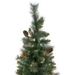 Northlight 7' Pre-Lit Yorkshire Pine Pencil Artificial Christmas Tree, Clear Lights Green 15 Northlight 7' Pre-Lit Yorkshire Pine Pencil Artificial Christmas Tree, Clear Lights Green -Northlight 4612110888512603360