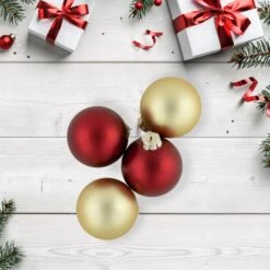 Northlight 2-Finish Glass Christmas Ball Ornaments -3.25" (80mm) - Red And Gold - 72ct -Northlight 4612112877702353568 2