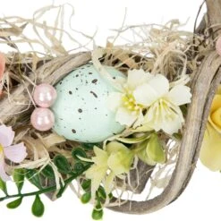 Northlight Flowers And Speckled Eggs Artificial Easter Wreath - 12" Brown -Northlight 4612122016899446800