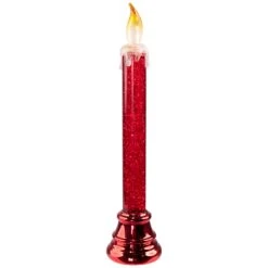 Northlight Glittered LED Flameless Christmas Candle - 9.25" - Red 12 Northlight Glittered LED Flameless Christmas Candle - 9.25" - Red -Northlight 4612131686329699664