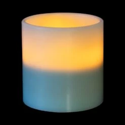 Northlight 6" Sage Green Battery Operated Flameless LED 3-Wick Flickering Wax Pillar Candle