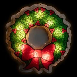 Northlight Lighted Wreath Window Silhouette Christmas Decoration - 11" - Clear Lights Green 17 Northlight Lighted Wreath Window Silhouette Christmas Decoration - 11" - Clear Lights Green -Northlight 4612137552159896528 2