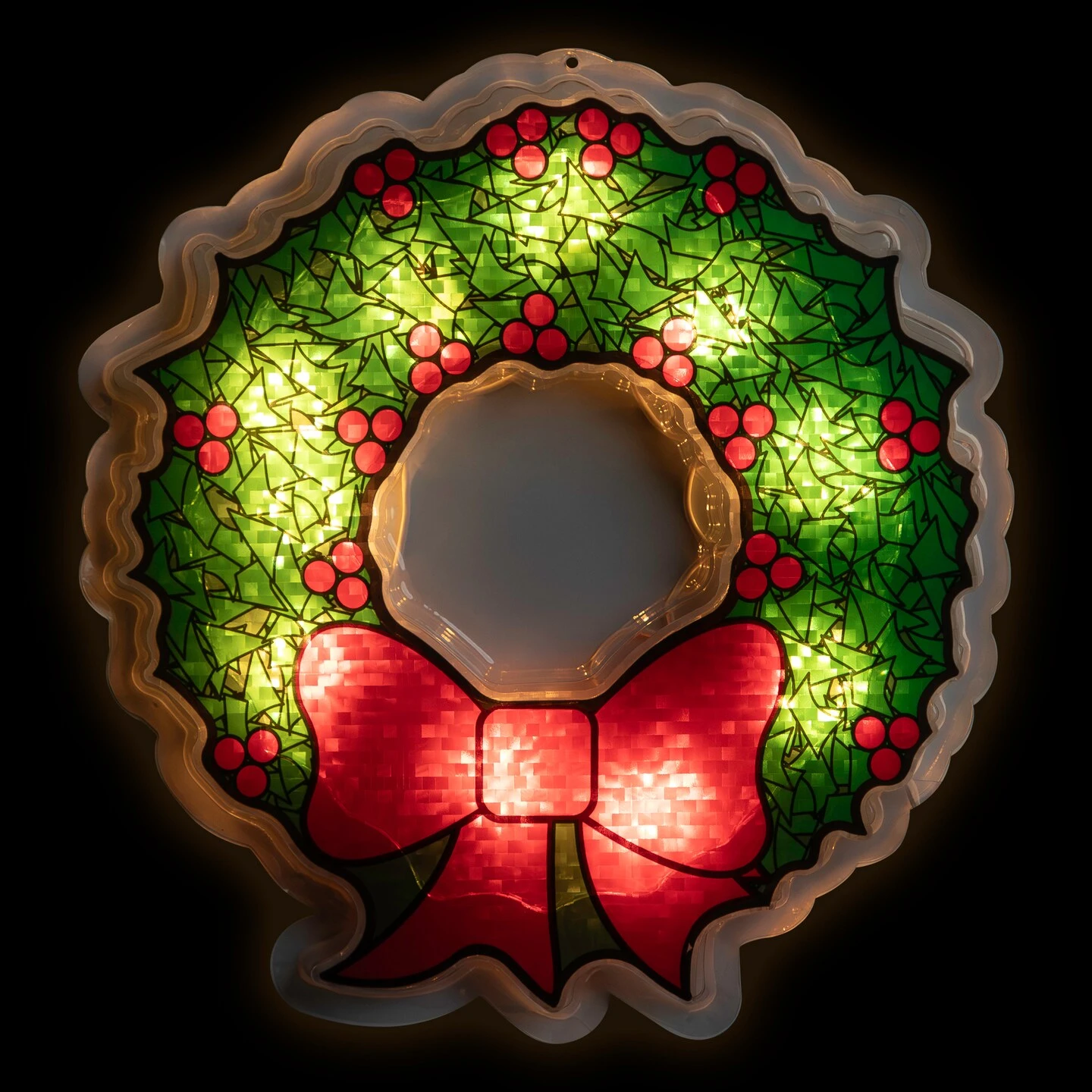 Northlight Lighted Wreath Window Silhouette Christmas Decoration - 11" - Clear Lights Green 3 Northlight Lighted Wreath Window Silhouette Christmas Decoration - 11" - Clear Lights Green