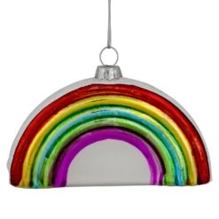 Northlight 4" Shiny Arched Rainbow Hanging Glass Christmas Ornament Multi