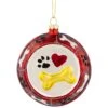 Northlight 3.75" Bones And Heart Dog Food Bowl Glass Christmas Ornament Red -Northlight 4612137826200930528