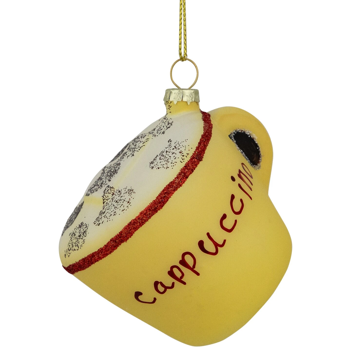 Northlight 4" Glittered Cappucino Glass Christmas Ornament Yellow 4 Northlight 4" Glittered Cappucino Glass Christmas Ornament Yellow - Image 2