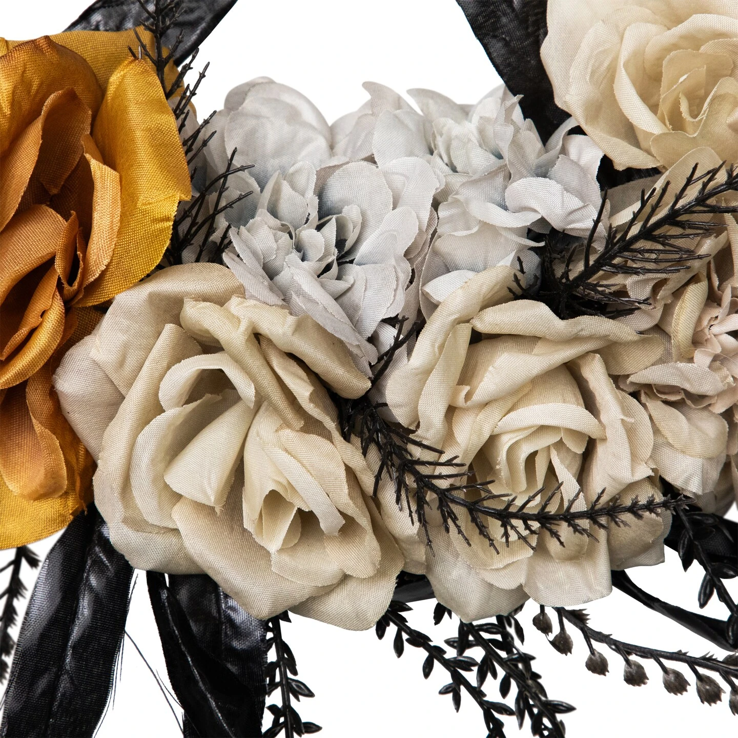 Northlight Skulls With Roses Halloween Foliage Wreath - 14" - Unlit Gray 9 Northlight Skulls With Roses Halloween Foliage Wreath - 14" - Unlit Gray - Image 7