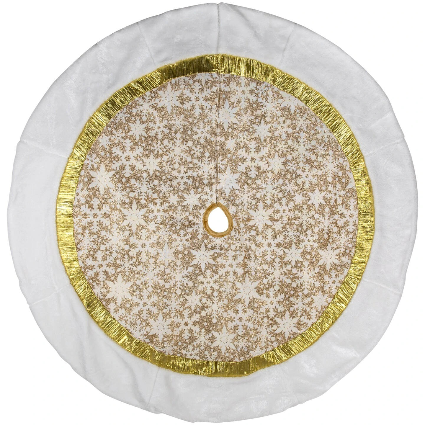 Northlight 48" White And Gold Snowflake Christmas Tree Skirt 5 Northlight 48" White And Gold Snowflake Christmas Tree Skirt - Image 3
