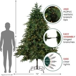 Northlight Real Touch™ Pre-Lit Artificial Aurora Spruce Full Christmas Tree - 9' -Clear Lights Green 13 Northlight Real Touch™ Pre-Lit Artificial Aurora Spruce Full Christmas Tree - 9' -Clear Lights Green -Northlight 4612155780429078224