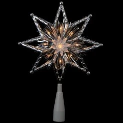 Northlight 8" Lighted Silver Tinsel Star Christmas Tree Topper - Clear Lights, White Wire 16 Northlight 8" Lighted Silver Tinsel Star Christmas Tree Topper - Clear Lights, White Wire -Northlight 4612158561544193248