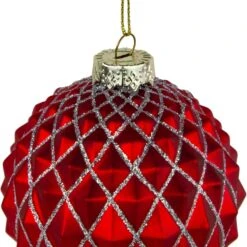 Northlight Glittered Glass Christmas Ball Ornament - 3.25" - Red And Silver -Northlight 4612158562332722400