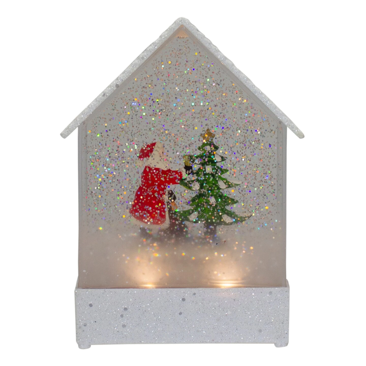 Northlight 8.25" White And Red House Shaped Christmas Snow Globe 6 Northlight 8.25" White And Red House Shaped Christmas Snow Globe - Image 4