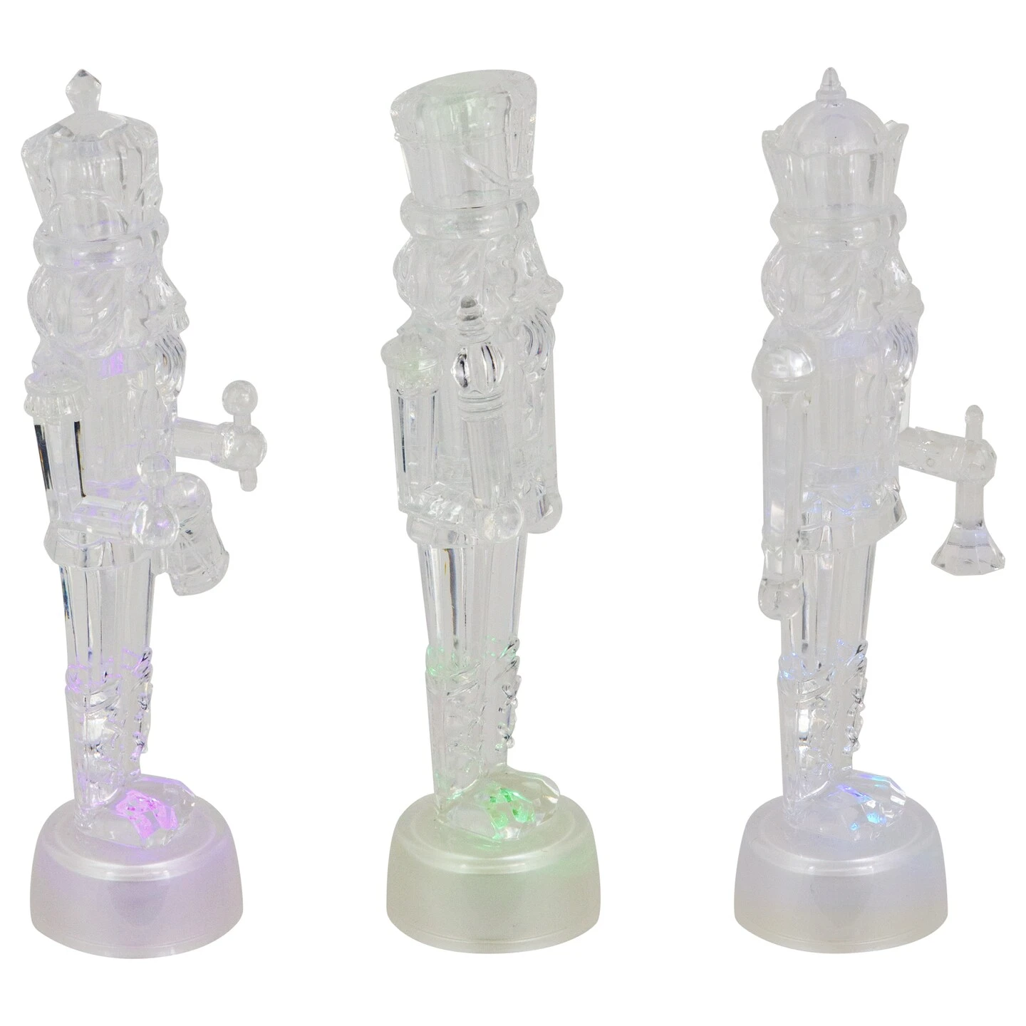 Northlight LED Lighted Icy Crystal Nutcracker Christmas Figures - 7.5" - Multicolor Lights -Set Of 3 Clear 6 Northlight LED Lighted Icy Crystal Nutcracker Christmas Figures - 7.5" - Multicolor Lights -Set Of 3 Clear - Image 4