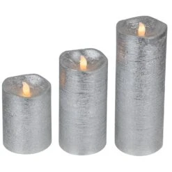 Northlight Set Of 3 Brushed Silver-tone LED Flickering Flameless Pillar Candles 8" 14 Northlight Set Of 3 Brushed Silver-tone LED Flickering Flameless Pillar Candles 8" -Northlight 4612158563232597216